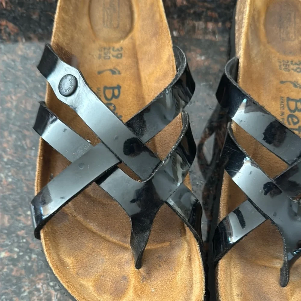Betula by Birkenstock Vinha Black Patent Sandals L8 - Picture 6 of 8